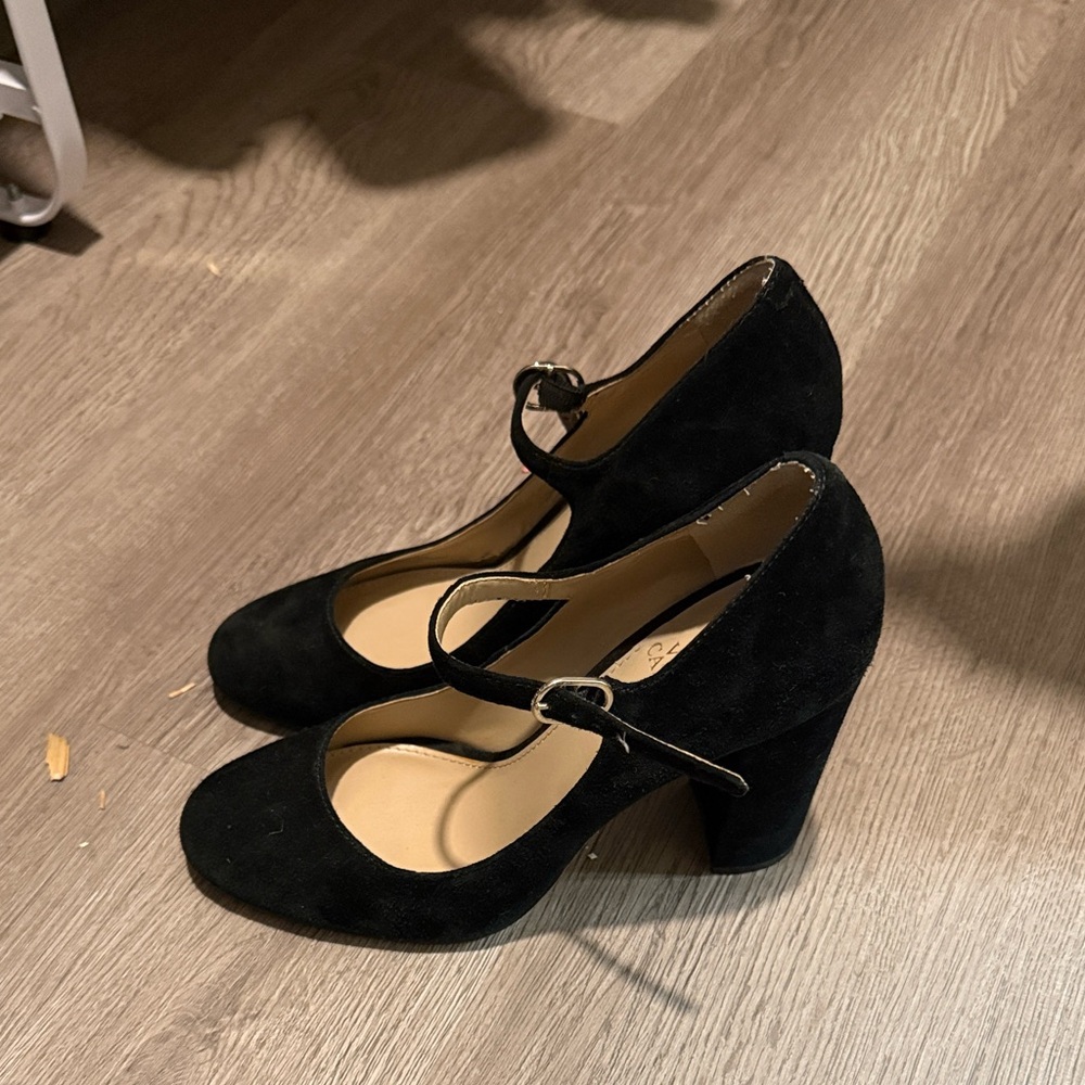 Vince Camuto Black Suede Mary Jane Heels